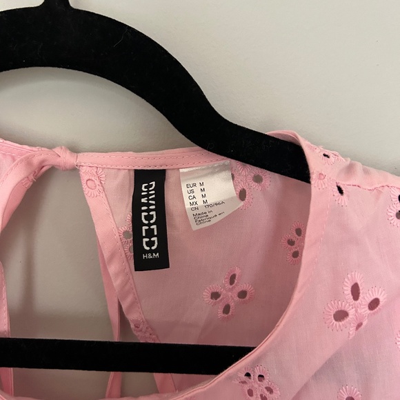 Pink Eyelet Puff Sleeve Dress - Picture 4 of 4